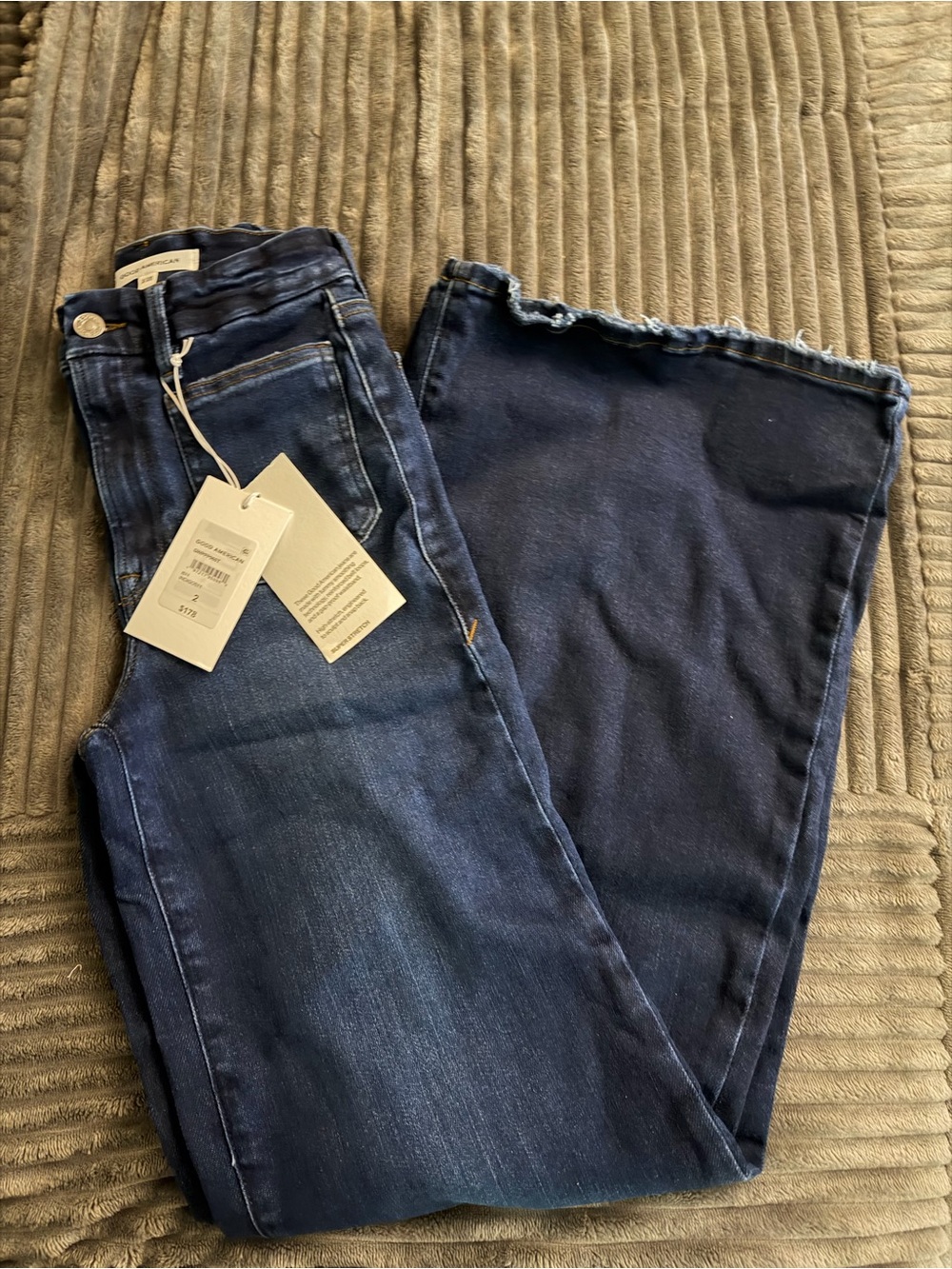 Good American Dark Blue High-Rise Wide-Leg Jeans - Picture 3 of 11